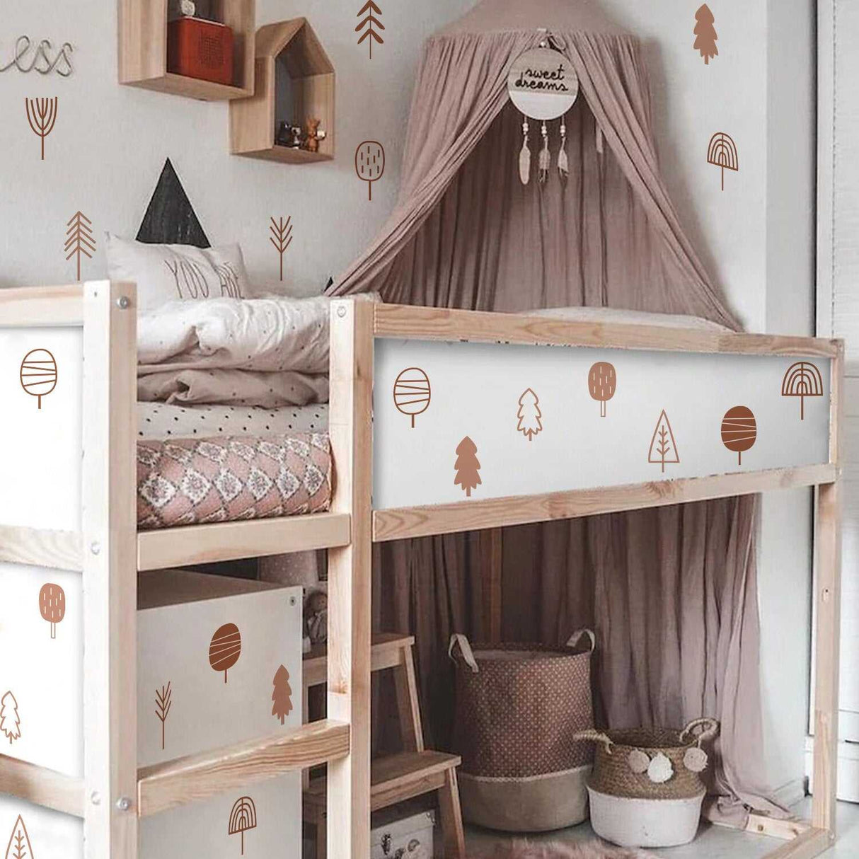 ChandeliersDecor.com-Kids Nursery Bohemian Wall Decals-Boho Woodland Trees Wall Decal - Bring Nature Indoors