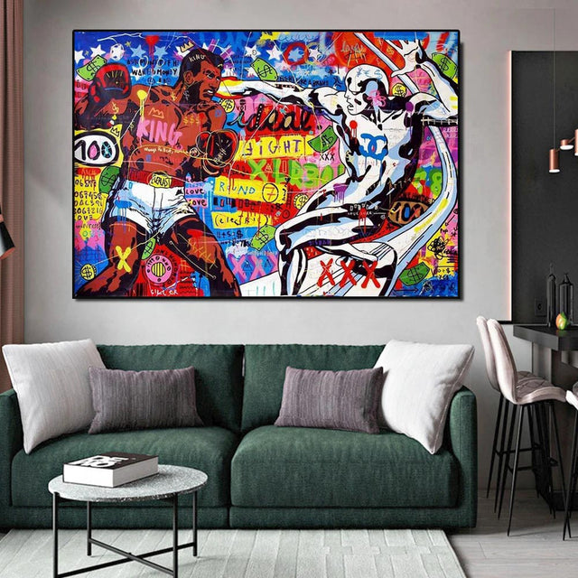 ChandeliersDecor.com-Banksy Wall Poster-Boxing King - Banksy Poster for Art Lovers