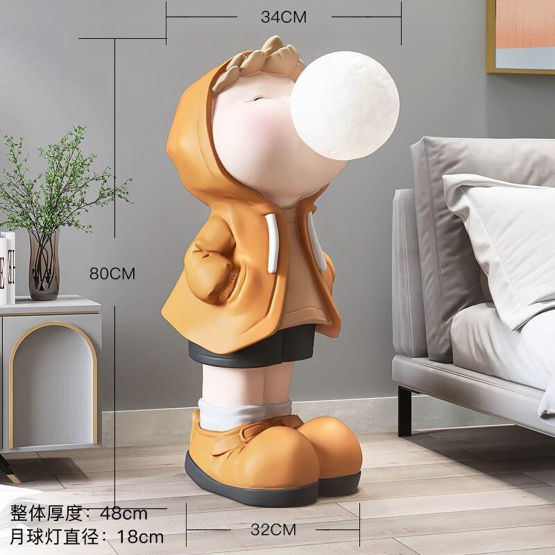 ChandeliersDecor.com-Kids Room Nursery Lighting-Boy Figure Blowing Gum Light Sculpture: Art Piece