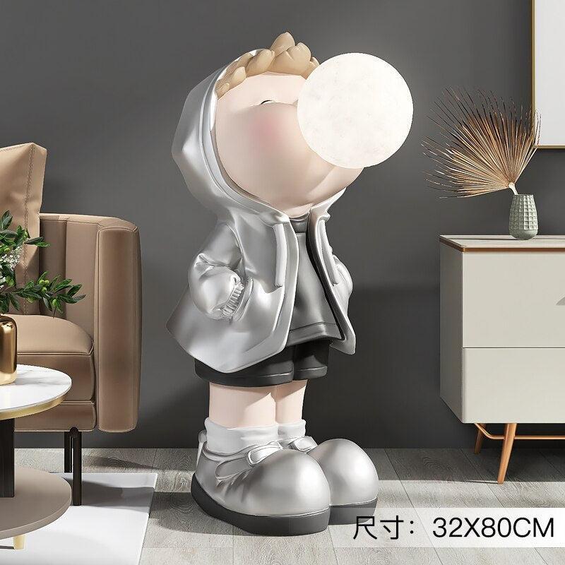 ChandeliersDecor.com-Kids Room Nursery Lighting-Boy Figure Blowing Gum Light Sculpture: Art Piece