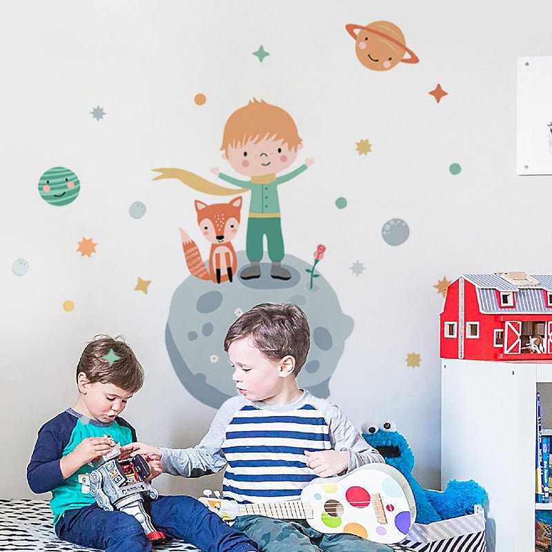 ChandeliersDecor.com-Home Decor Decals-Boy on Planet Wall Sticker - Perfect Decor for Kids Room