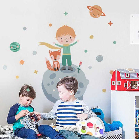 ChandeliersDecor.com-Home Decor Decals-Boy on Planet Wall Sticker - Perfect Decor for Kids Room