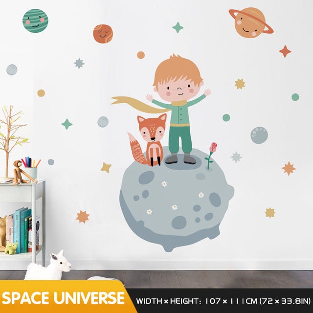 ChandeliersDecor.com-Home Decor Decals-Boy on Planet Wall Sticker - Perfect Decor for Kids Room