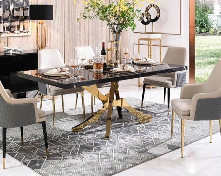 ChandeliersDecor.com-Dining Tables-Brass & OakWood Designer Dining Table