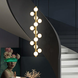 ChandeliersDecor.com-Pendant Lights-Brass Spiral Glass Ball Pendant Light – Modern LED Ceiling Fixture