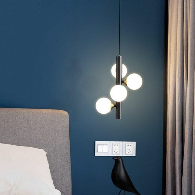 ChandeliersDecor.com-Pendant Lights-Brass Spiral Glass Ball Pendant Light – Modern LED Ceiling Fixture