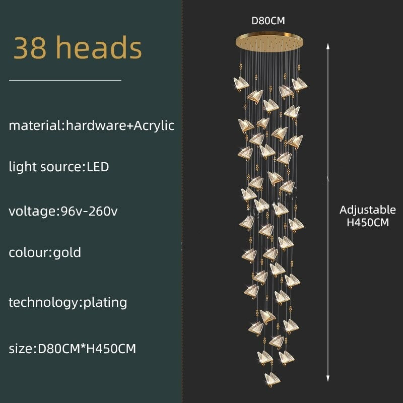 ChandeliersDecor.com-Staircase Chandelier-Butterfly Acrylic Chandelier - Exquisite Lighting Décor