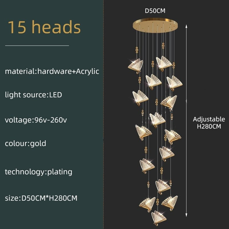 ChandeliersDecor.com-Staircase Chandelier-Butterfly Acrylic Chandelier - Exquisite Lighting Décor
