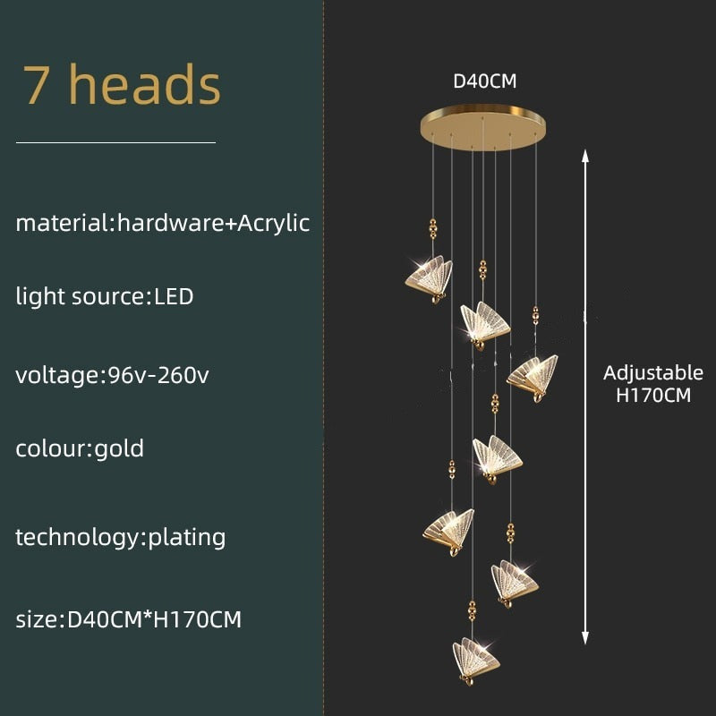 ChandeliersDecor.com-Staircase Chandelier-Butterfly Acrylic Chandelier - Exquisite Lighting Décor
