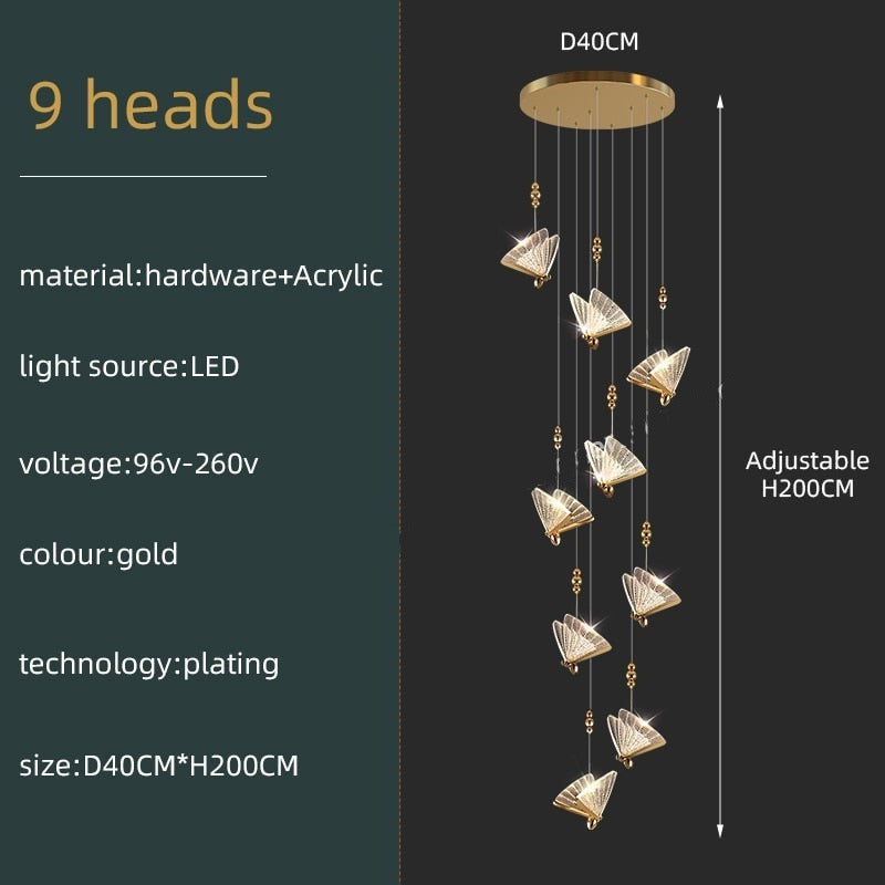 ChandeliersDecor.com-Staircase Chandelier-Butterfly Acrylic Chandelier - Exquisite Lighting Décor