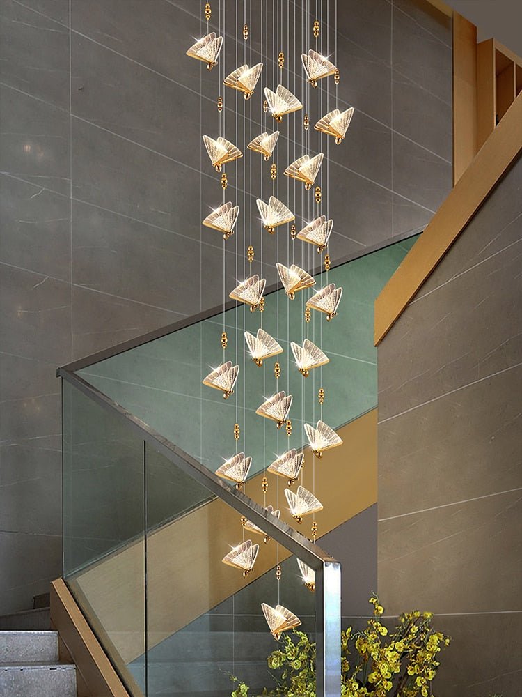 ChandeliersDecor.com-Staircase Chandelier-Butterfly Acrylic Chandelier - Exquisite Lighting Décor