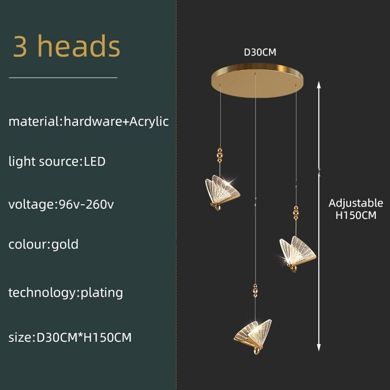 ChandeliersDecor.com-Staircase Chandelier-Butterfly Acrylic Chandelier - Exquisite Lighting Décor