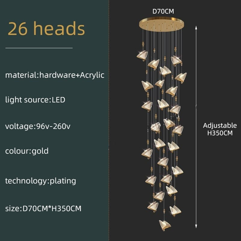 ChandeliersDecor.com-Staircase Chandelier-Butterfly Acrylic Chandelier - Exquisite Lighting Décor