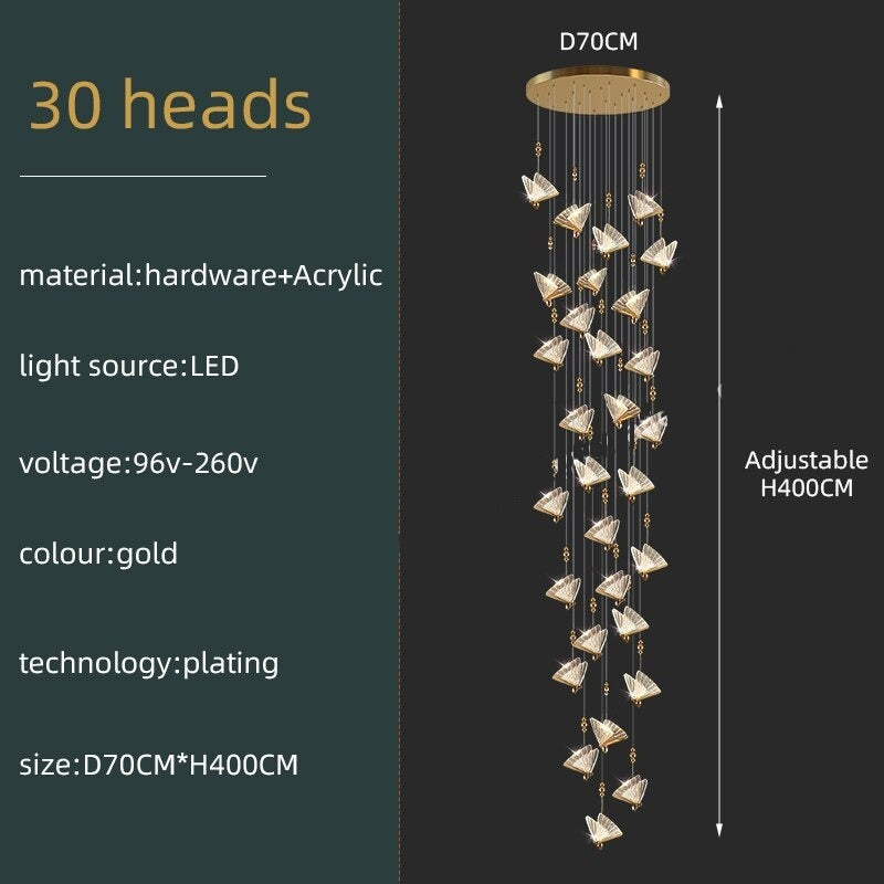 ChandeliersDecor.com-Staircase Chandelier-Butterfly Acrylic Chandelier - Exquisite Lighting Décor