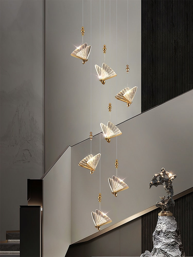 ChandeliersDecor.com-Staircase Chandelier-Butterfly Acrylic Chandelier - Exquisite Lighting Décor