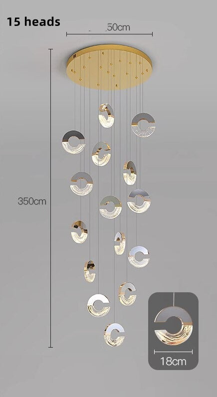 ChandeliersDecor.com-Staircase Chandelier-C-shaped Crystal Chandelier: Elegant Lighting Fixture