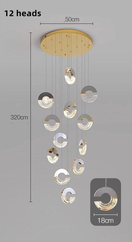 ChandeliersDecor.com-Staircase Chandelier-C-shaped Crystal Chandelier: Elegant Lighting Fixture