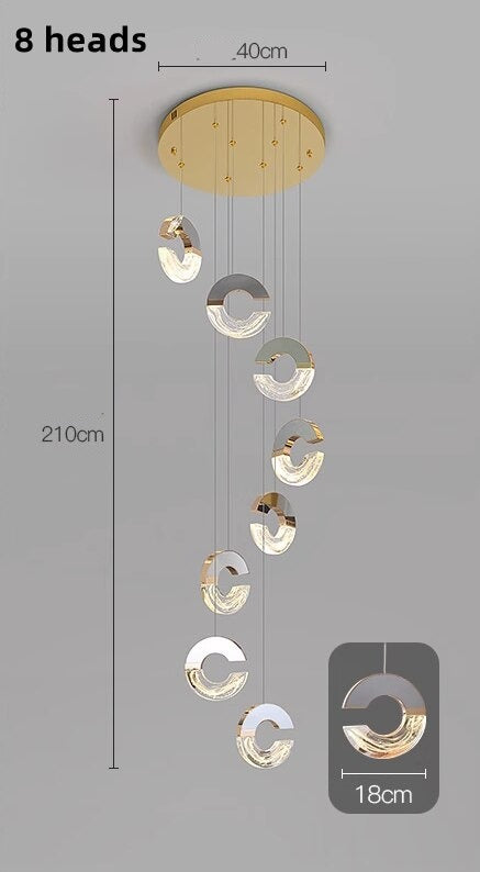 ChandeliersDecor.com-Staircase Chandelier-C-shaped Crystal Chandelier: Elegant Lighting Fixture