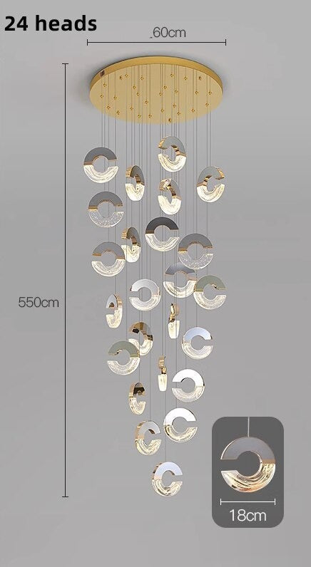 ChandeliersDecor.com-Staircase Chandelier-C-shaped Crystal Chandelier: Elegant Lighting Fixture