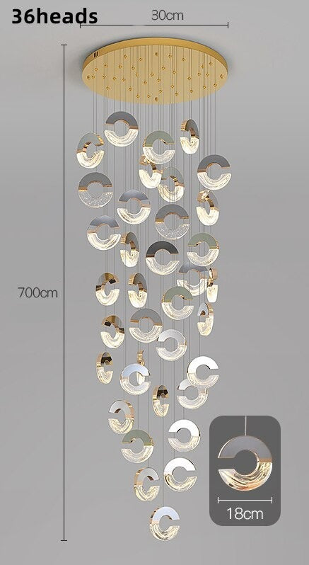 ChandeliersDecor.com-Staircase Chandelier-C-shaped Crystal Chandelier: Elegant Lighting Fixture