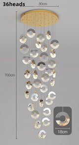 ChandeliersDecor.com-Staircase Chandelier-C-shaped Crystal Chandelier: Elegant Lighting Fixture