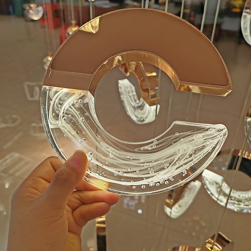 ChandeliersDecor.com-Staircase Chandelier-C-shaped Crystal Chandelier: Elegant Lighting Fixture