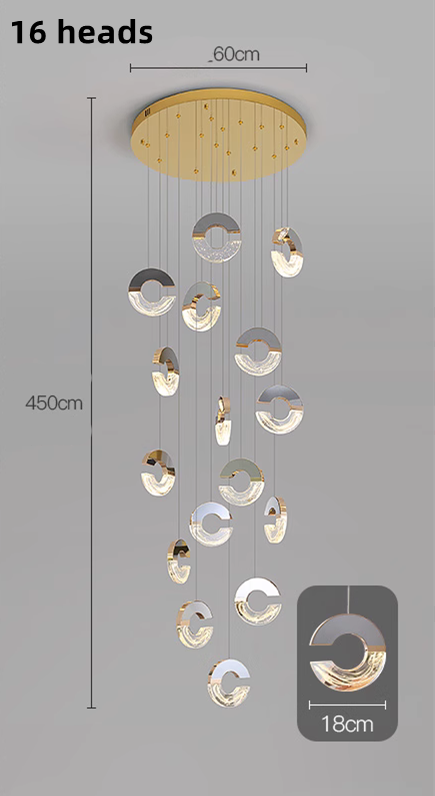 ChandeliersDecor.com-Staircase Chandelier-C-shaped Crystal Chandelier: Elegant Lighting Fixture