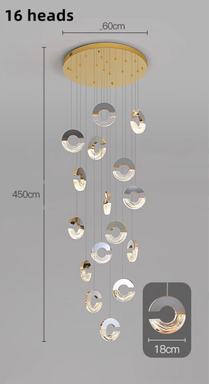 ChandeliersDecor.com-Staircase Chandelier-C-shaped Crystal Chandelier: Elegant Lighting Fixture