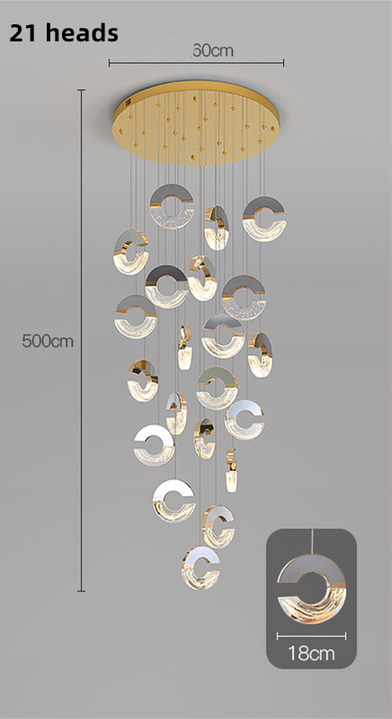 ChandeliersDecor.com-Staircase Chandelier-C-shaped Crystal Chandelier: Elegant Lighting Fixture