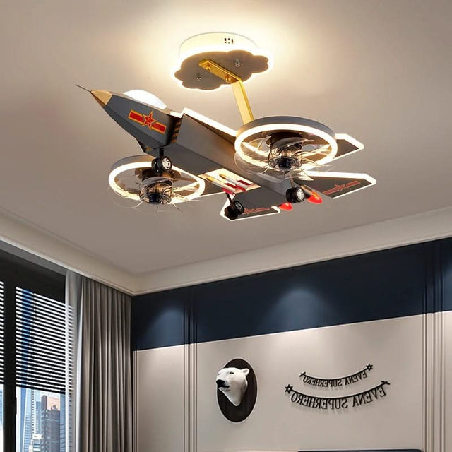 Cargo Airplane Ceiling Light with Fan for Kids Room-ChandeliersDecor.com