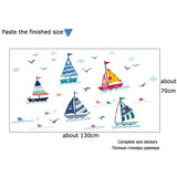 ChandeliersDecor.com-Kids Room Nursery Decals-Cartoon Sailboat With Sea View Wall Sticker For Kids Room
