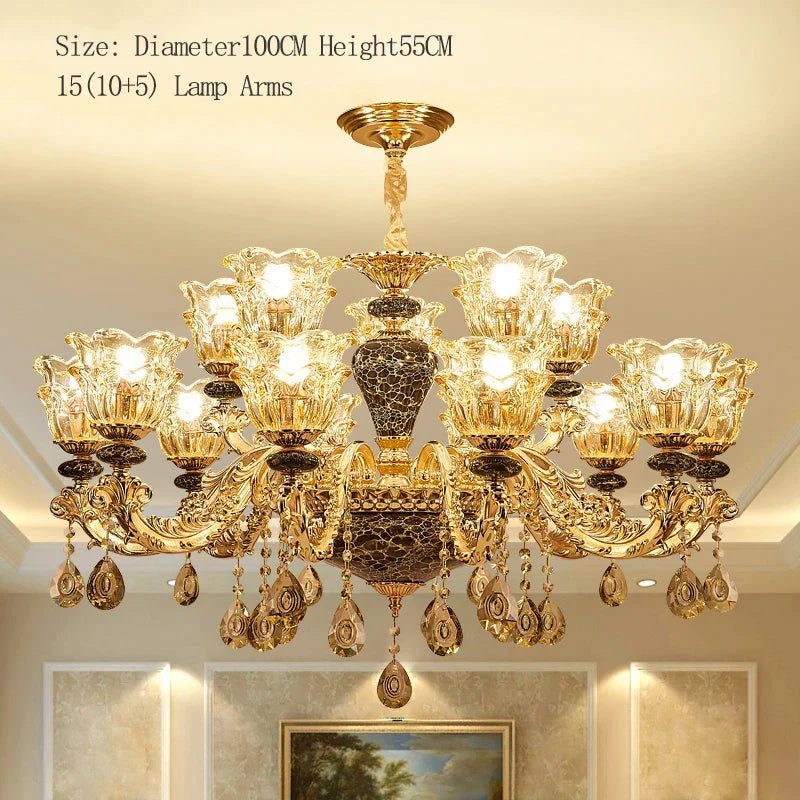 ChandeliersDecor.com-Ceiling Chandelier-Ceramic Crystals Chandelier - Contemporary Elegance with Remote Control
