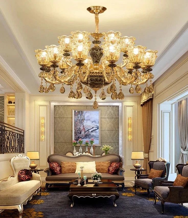 ChandeliersDecor.com-Ceiling Chandelier-Ceramic Crystals Chandelier - Contemporary Elegance with Remote Control