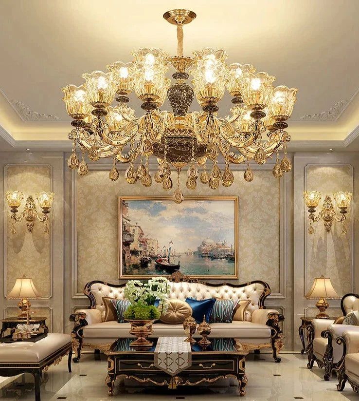 ChandeliersDecor.com-Ceiling Chandelier-Ceramic Crystals Chandelier - Contemporary Elegance with Remote Control