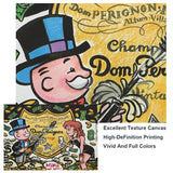 ChandeliersDecor.com-Monopoly Wall Poster-Champagne Money Alec Monopoly Canvas Print