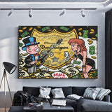 ChandeliersDecor.com-Monopoly Wall Poster-Champagne Money Alec Monopoly Canvas Print