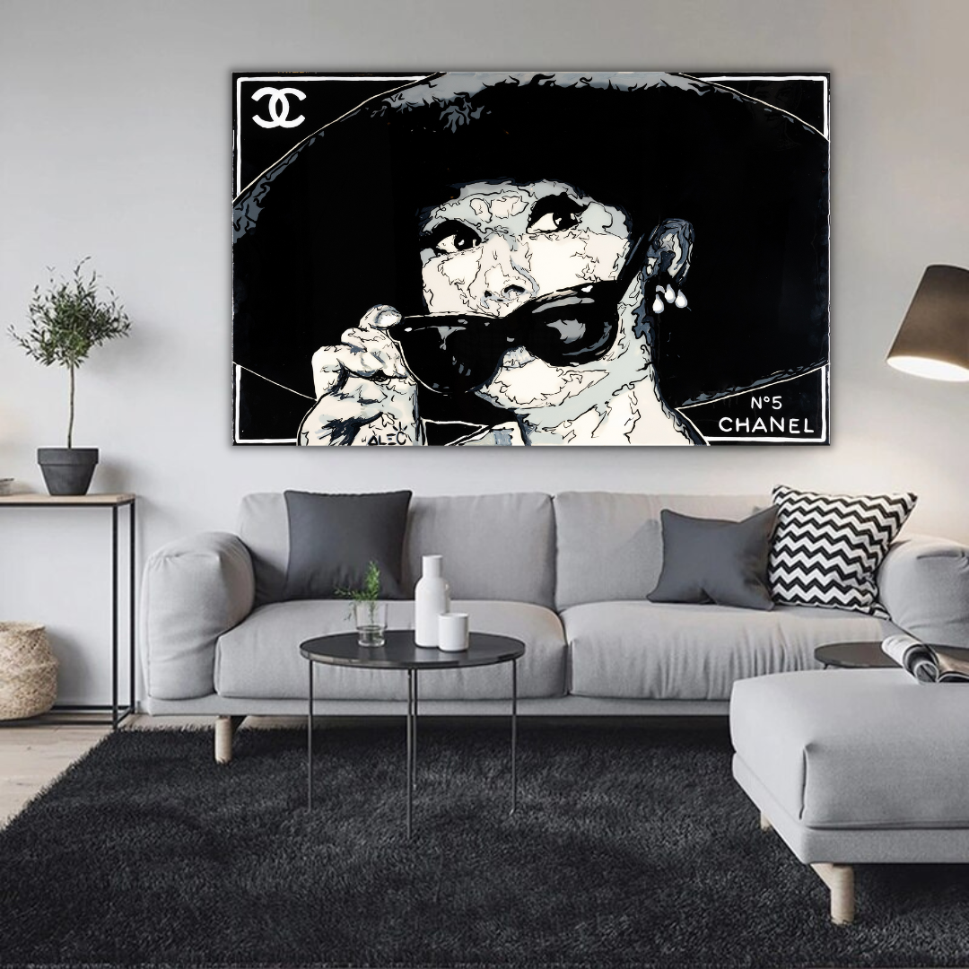 ChandeliersDecor.com-Audrey Hepburn Wall Art-Chanel Audrey Hepburn Poster - Timeless Elegance