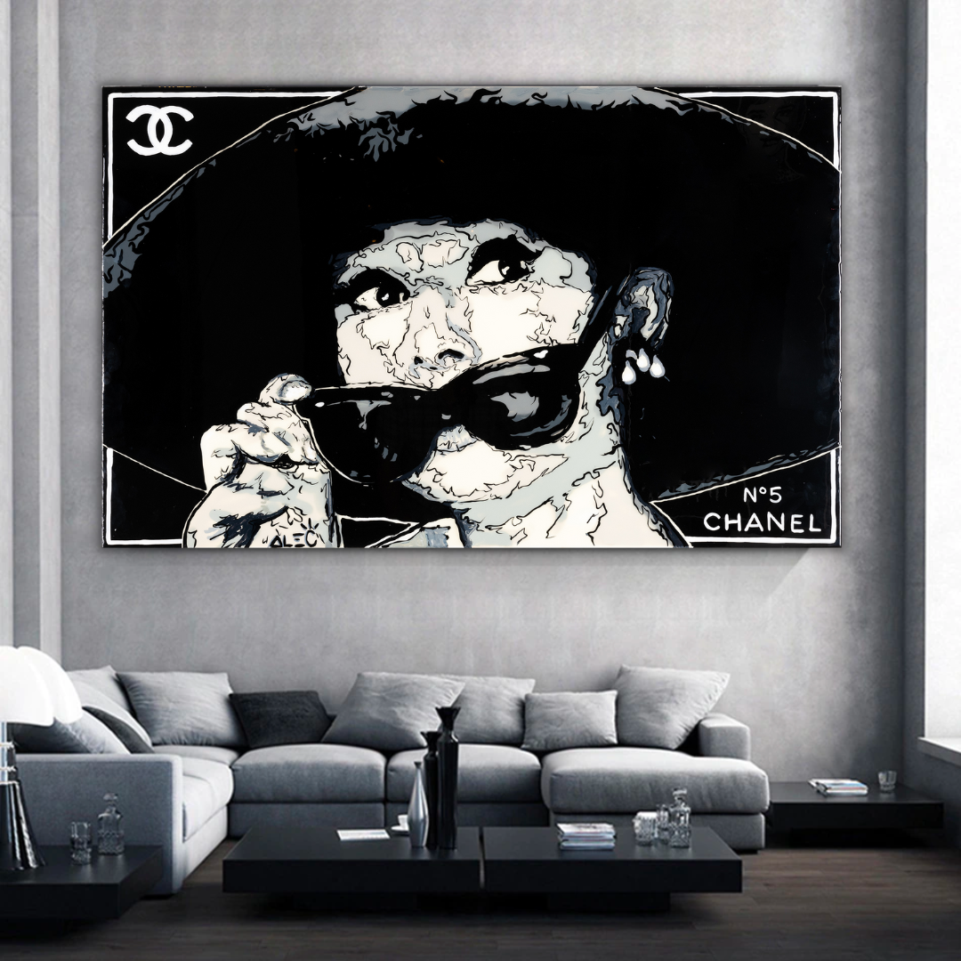 ChandeliersDecor.com-Audrey Hepburn Wall Art-Chanel Audrey Hepburn Poster - Timeless Elegance