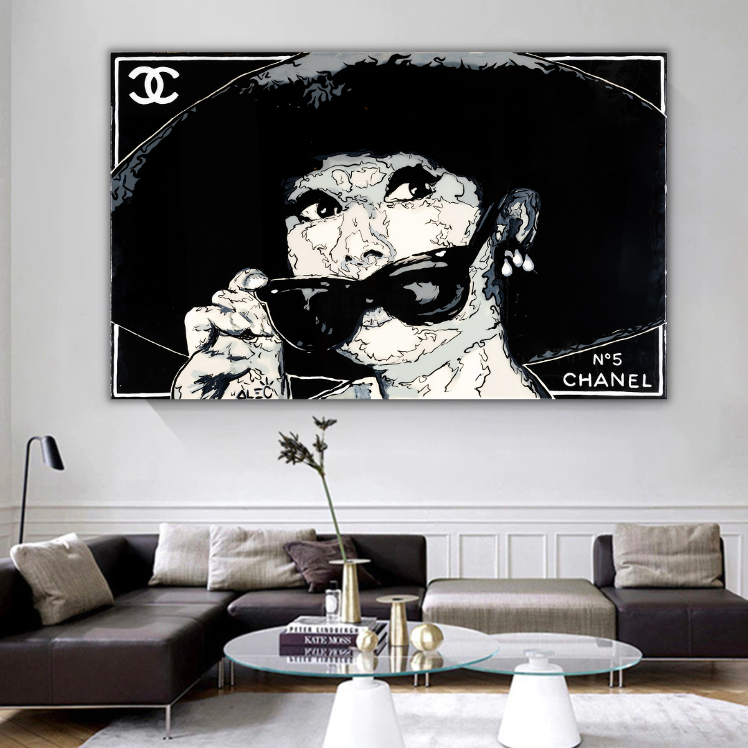 ChandeliersDecor.com-Audrey Hepburn Wall Art-Chanel Audrey Hepburn Poster - Timeless Elegance