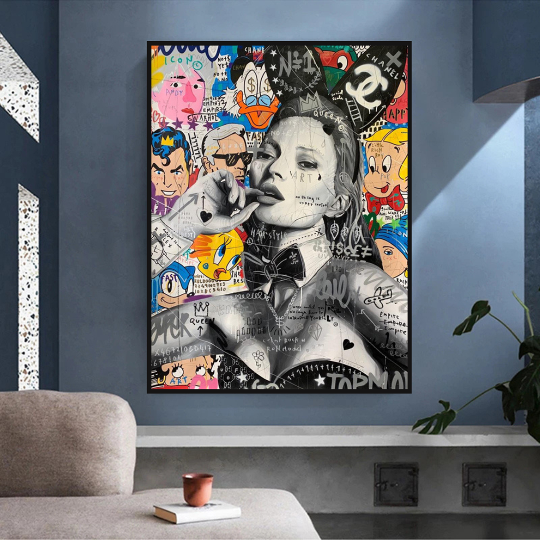 ChandeliersDecor.com-Kate Moss Wall Art-Chanel: Kate Moss Bunny Art Authentic Luxury Fashion