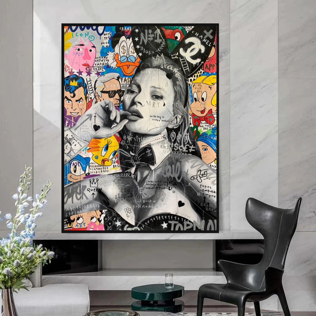ChandeliersDecor.com-Kate Moss Wall Art-Chanel: Kate Moss Bunny Art Authentic Luxury Fashion