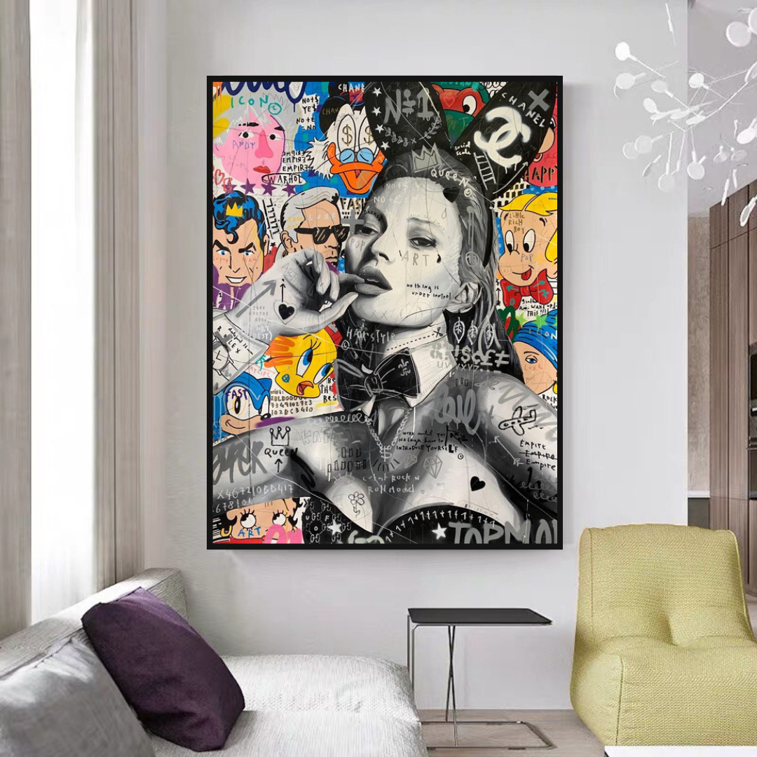 ChandeliersDecor.com-Kate Moss Wall Art-Chanel: Kate Moss Bunny Art Authentic Luxury Fashion