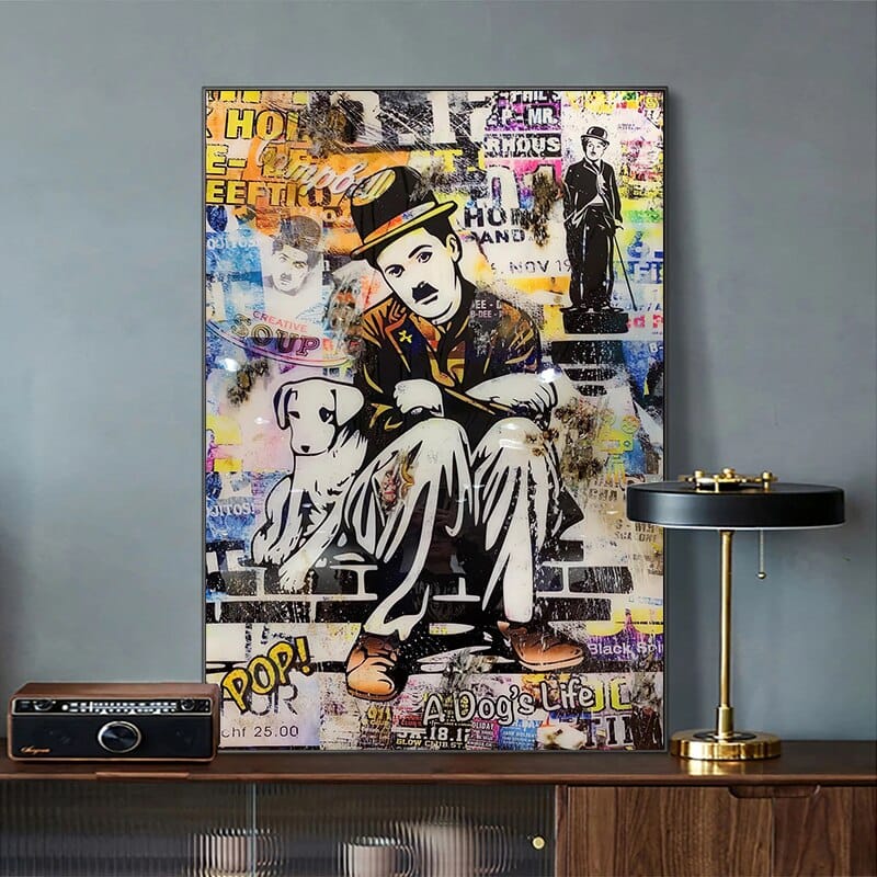 ChandeliersDecor.com-Wall Posters-Charlie Chaplin Dogs Life Art: Discover Exquisite Pieces