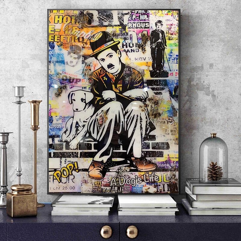ChandeliersDecor.com-Wall Posters-Charlie Chaplin Dogs Life Art: Discover Exquisite Pieces