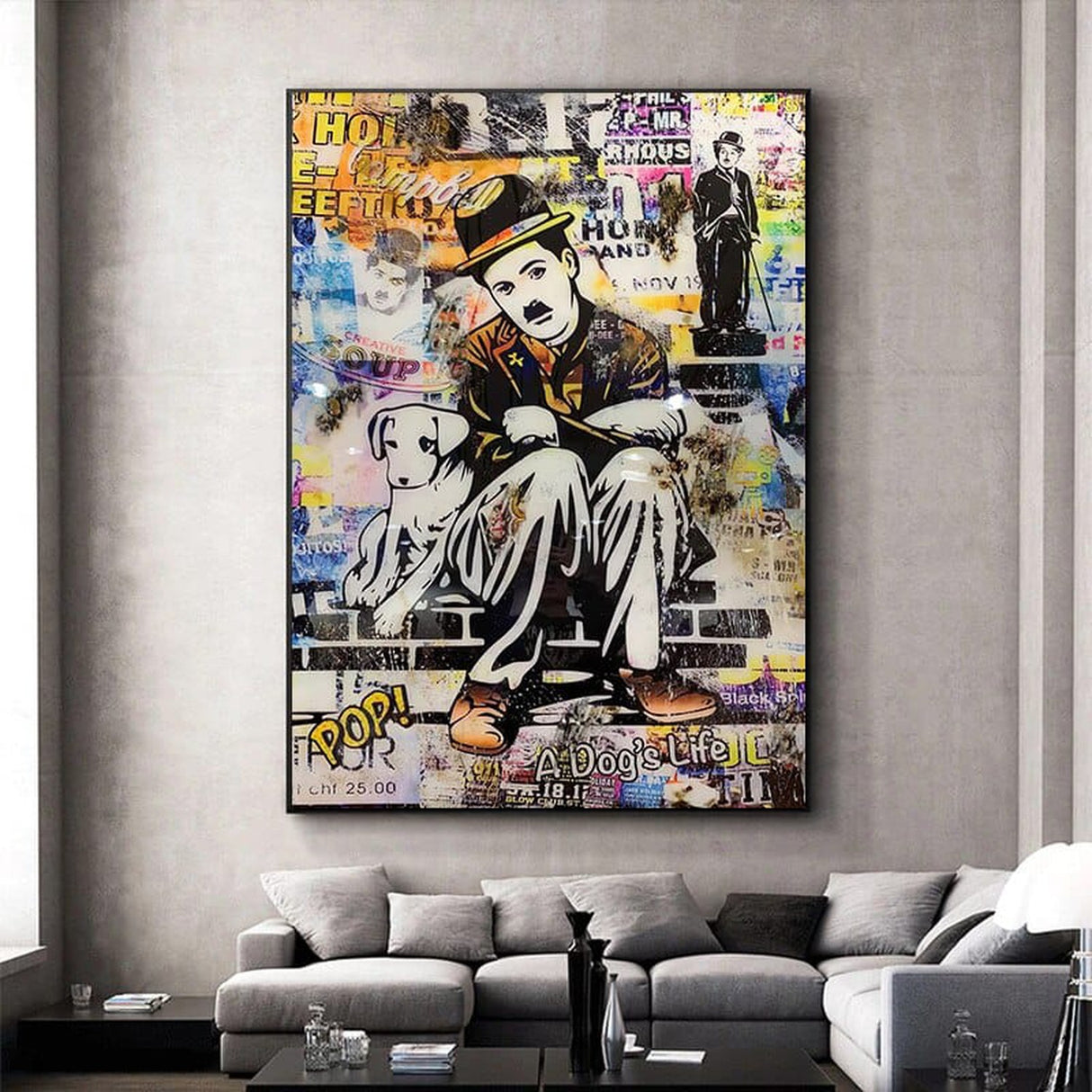 ChandeliersDecor.com-Wall Posters-Charlie Chaplin Dogs Life Art: Discover Exquisite Pieces
