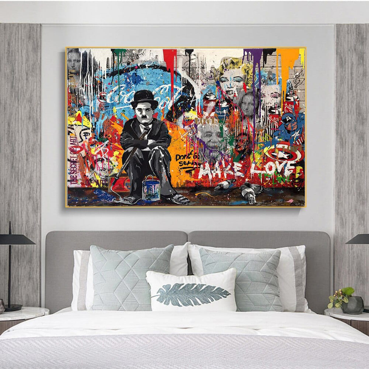 ChandeliersDecor.com-Wall Posters-Charlie Chaplin Graffiti Wall Art Canvas Painting Poster