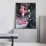 ChandeliersDecor.com-Wall Posters-Charlie Chaplin Pink Panther Poster - Classic Comedy Icon