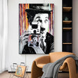 ChandeliersDecor.com-Wall Posters-Charlie Chaplin with Camera Canvas Wall Art