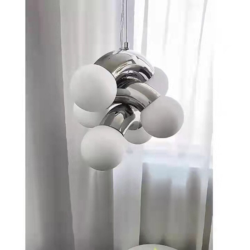 ChandeliersDecor.com-Pendant Lights-Chrome Metal Glass Globe LED - Glass Ball Light