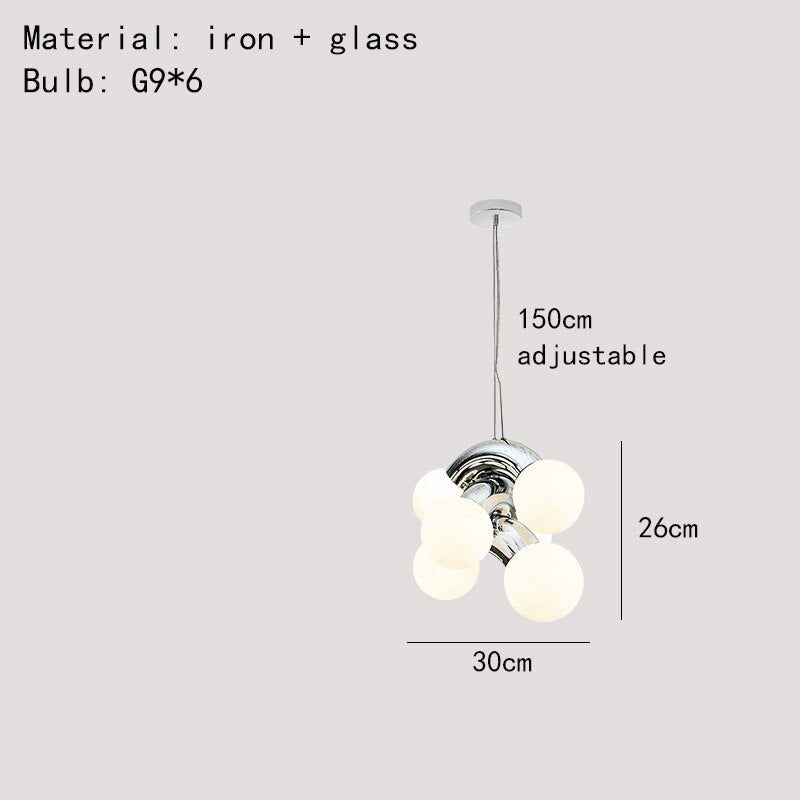 ChandeliersDecor.com-Pendant Lights-Chrome Metal Glass Globe LED - Glass Ball Light